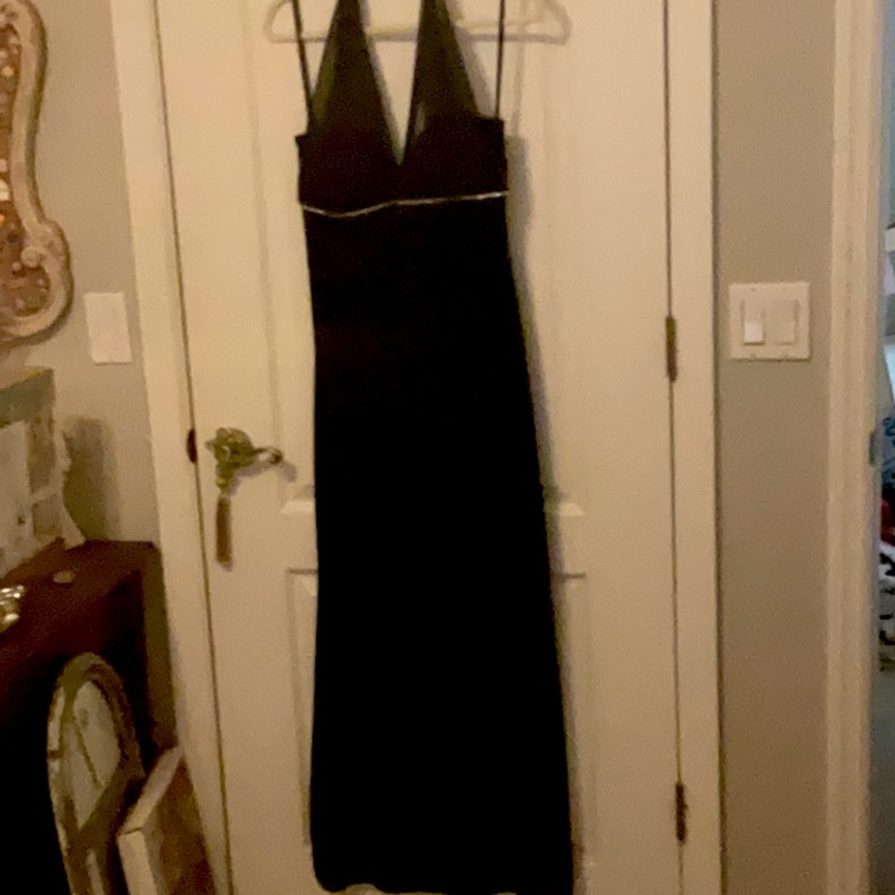 Betsy & Adam Formal Mesh Halter Dress